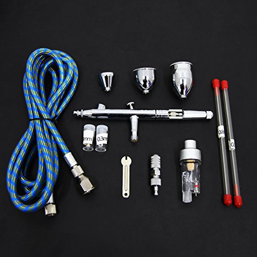 Set de pistola profesional para aerógrafo 0.3mm 0.5mm 0.8mm, ajuste externo de doble acción, cepillo miniatura para tatuaje de pintura de arte, el más nuevo de Zhong An
