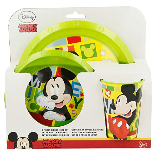 SET EASY 3 PCS (PLATO, CUENCO Y VASO EASY 260 ML) MICKEY MOUSE - DISNEY - WATERCOLORS