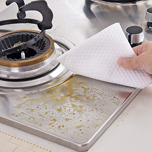 Seully 100 Piezas Paño de Limpieza Desechable,Paño No Tejido Desechable, Paño Absorbente de Aceite y Agua,Paño de Trapo Perezoso, Paño de Limpieza de Cocina Multiusos, Microfibra,2 Rollos