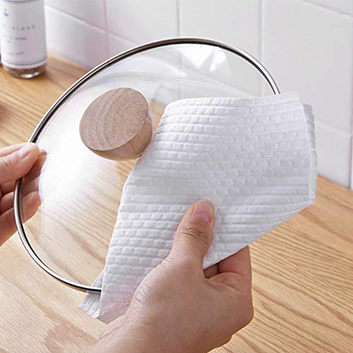 Seully 100 Piezas Paño de Limpieza Desechable,Paño No Tejido Desechable, Paño Absorbente de Aceite y Agua,Paño de Trapo Perezoso, Paño de Limpieza de Cocina Multiusos, Microfibra,2 Rollos