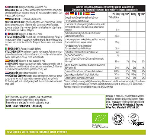 Sevenhills Wholefoods Maca Cruda En Polvo Orgánico 1kg