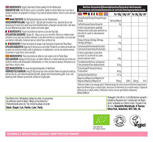 Sevenhills Wholefoods Proteína De Cáñamo Cruda En Polvo Orgánico 1kg