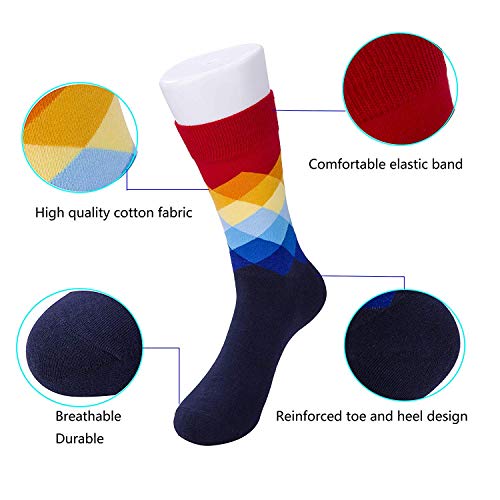 SevenShop 5 Pares de diseñador Colorido de Media Pantorrilla para Hombre, Calcetines de Tubo Medio de algodón Elegante de Moda para Hombre, Casual, Estampado, Paquete de 1#