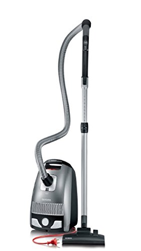 Severin BC 7045, Aspiradora de suelo con bolsa, incluye cabezal para parquet y set de 3 accesorios, S´POWER snowwhite, gris y rojo