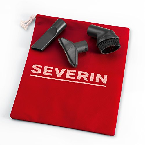Severin BC 7045, Aspiradora de suelo con bolsa, incluye cabezal para parquet y set de 3 accesorios, S´POWER snowwhite, gris y rojo