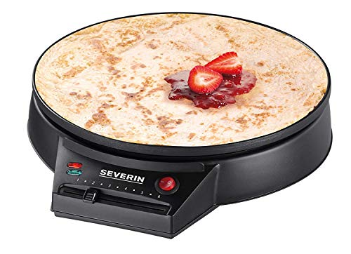 Severin CM 2198 Crepera, Incl. Espátula y Volteador de Crepes de Madera, 1.000 W, 1000 W, De plástico, Negro