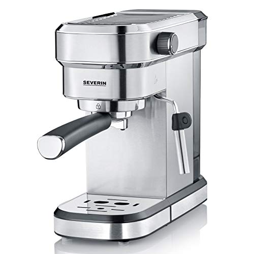 Severin KA 5994 Espresa - Cafetera espresso, 1350 W, 1.1 L, acero inoxidable cepillado, función descalcificación, color plata