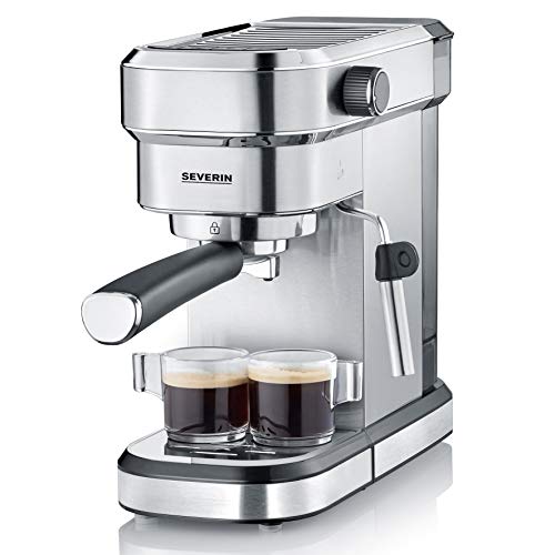 Severin KA 5994 Espresa - Cafetera espresso, 1350 W, 1.1 L, acero inoxidable cepillado, función descalcificación, color plata