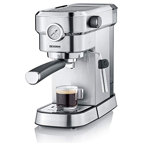 Severin KA 5995 Espresa Plus - Cafetera espresso, 1350, 1.1 L, acero inoxidable cepillado, color negro mate