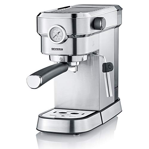 Severin KA 5995 Espresa Plus - Cafetera espresso, 1350, 1.1 L, acero inoxidable cepillado, color negro mate