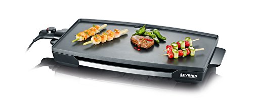 Severin KG 2397 Plancha de Asar, 2200 W, Revestimiento Antiadherente, Regulador Ajustable, Acero Inoxidable, Negro Mate