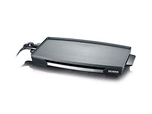 Severin KG 2397 Plancha de Asar, 2200 W, Revestimiento Antiadherente, Regulador Ajustable, Acero Inoxidable, Negro Mate
