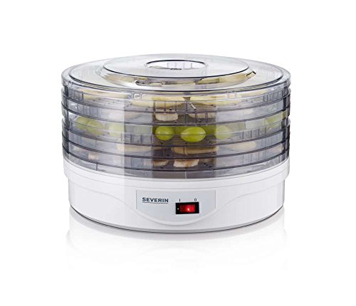 SEVERIN OD 2940 Deshidratador Automático de Frutas con 5 Cestas Ajustables, 250 W, Blanco
