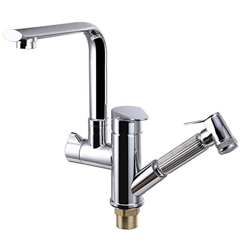 Sfeomi Grifo Extraíble para Fregadero Grifo Extraíble de Acero Inoxidable Grifo Extraíble 2 en 1 con Tubo y Pistola de 1.5 Metros Grifo Monomando para Baño Cocina Lavandería