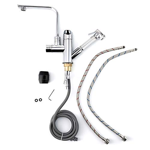 Sfeomi Grifo Extraíble para Fregadero Grifo Extraíble de Acero Inoxidable Grifo Extraíble 2 en 1 con Tubo y Pistola de 1.5 Metros Grifo Monomando para Baño Cocina Lavandería