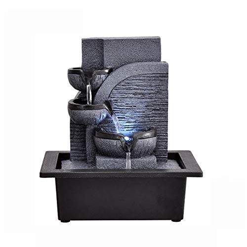 SFXYJ Fuente de Agua para Interiores con luz LED o Bola de Cristal mágica, Adornos de Piedras Preciosas de Feng Shui Ideal para Oficina, Sala de Estar, Dormitorio,D