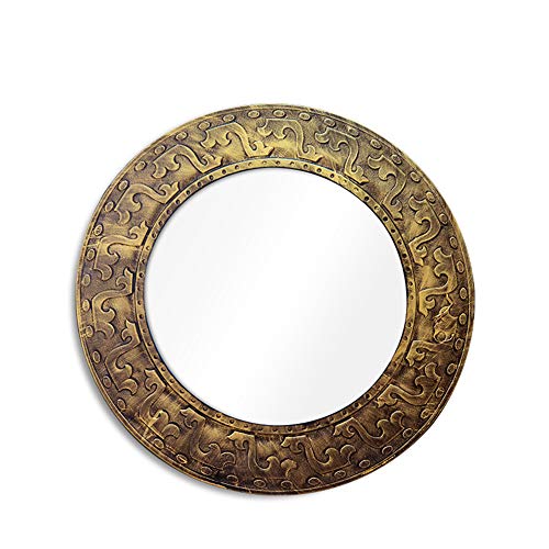 Shabby Chic Espejo Redondo para baño Espejo para Montaje en Pared, Espejo Retro con Marco de Hierro rústico, Espejo para Maquillaje, para Lavabo/Fregadero/té/Hotel, 68 cm / 26.8 Pulgadas