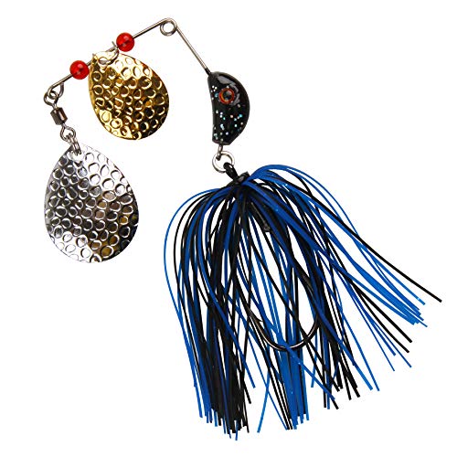 Shaddock - Señuelos de pesca Spinnerbait de metal duro con falda de cuchara, kit de señuelo de pesca de varios colores para pesca de lucio, agua salada y agua dulce (12 unidades/lote)