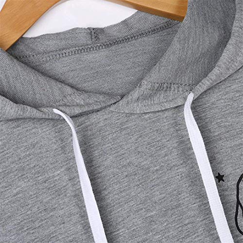 ShallGood Liquidación Venta Letras de Las Mujeres Imprimir Patchwork Sudadera con Capucha Sudaderas con Capucha Blusa Otoño Ganador de Manga Larga con Capucha Gris ES 36