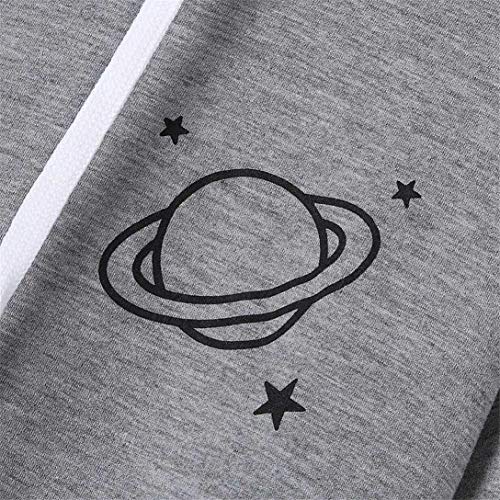 ShallGood Liquidación Venta Letras de Las Mujeres Imprimir Patchwork Sudadera con Capucha Sudaderas con Capucha Blusa Otoño Ganador de Manga Larga con Capucha Gris ES 36