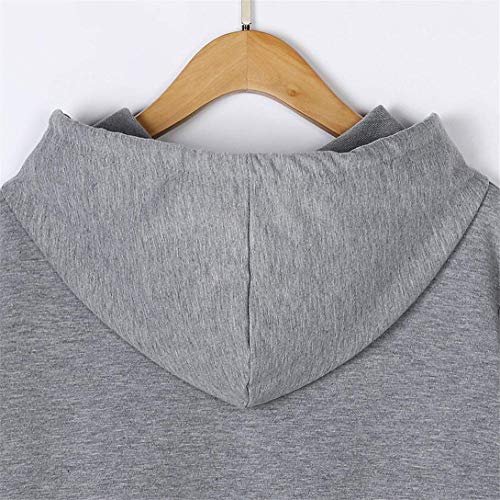ShallGood Liquidación Venta Letras de Las Mujeres Imprimir Patchwork Sudadera con Capucha Sudaderas con Capucha Blusa Otoño Ganador de Manga Larga con Capucha Gris ES 36