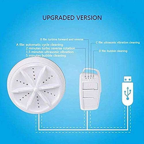 shanshan Mejora la Tina de lavandería Plegable, Lavadora portátil con Mini Tina, turbinas ultrasónicas, Lavadora giratoria, lavandería Conveniente alimentada por USB