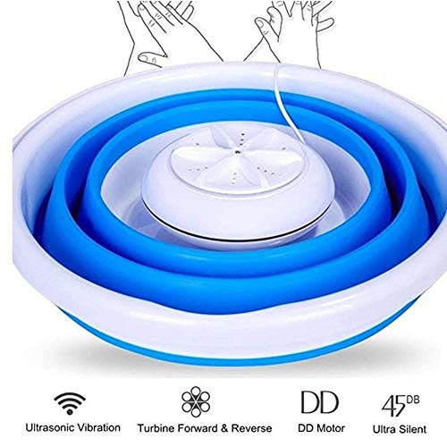 shanshan Mejora la Tina de lavandería Plegable, Lavadora portátil con Mini Tina, turbinas ultrasónicas, Lavadora giratoria, lavandería Conveniente alimentada por USB