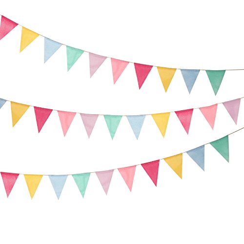 Shappy 18 Banderas de Arpillera de Imitación, Banderines Banderas de Triángulo Multicolor para Decoración Colgante de Fiesta
