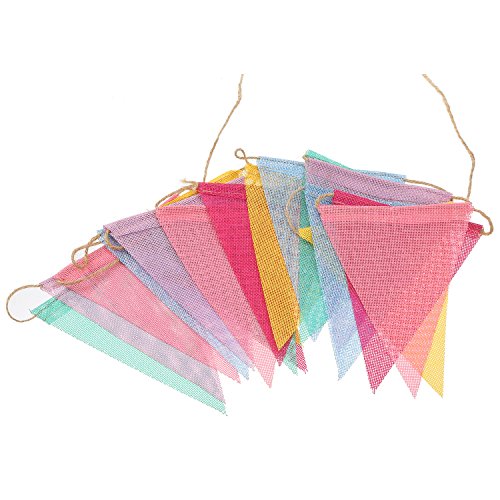 Shappy 18 Banderas de Arpillera de Imitación, Banderines Banderas de Triángulo Multicolor para Decoración Colgante de Fiesta