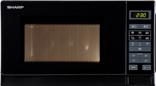Sharp R-242 BKW Microondas 20L, Control Táctil, 800W, Black, 800 W, 20 litros, Negro