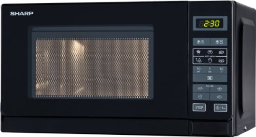 Sharp R-242 BKW Microondas 20L, Control Táctil, 800W, Black, 800 W, 20 litros, Negro
