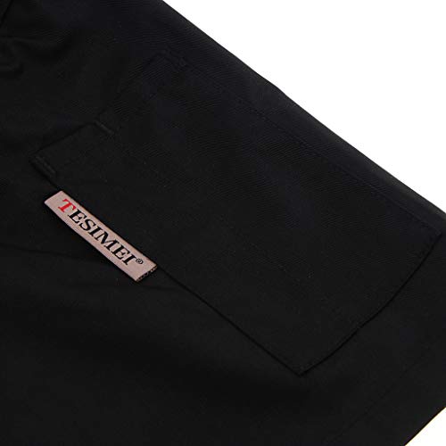 Sharplace 1x Chaqueta Uniforme de Chef 1x Gorra Patrón Vajilla Beret Panadero para Escuelas de Hostelería Restaurantes - negro, 2XL