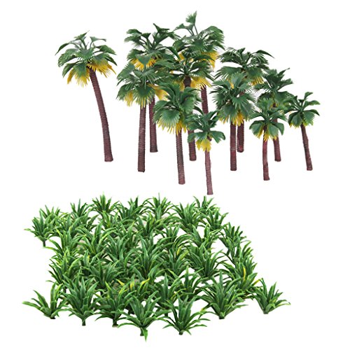 Sharplace 62 Piezas Modelo Árbol para Paisaje Landscape Modelismo Espada Hierba y Palmera