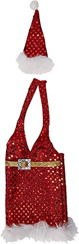 Shatchi 6174 - Bolsitas de Navidad para botellas de vino, bolsas de regalo, Papá Noel, fiesta, hogar, bar, restaurante, pub, decoración, decoración de mesa, color rojo y blanco