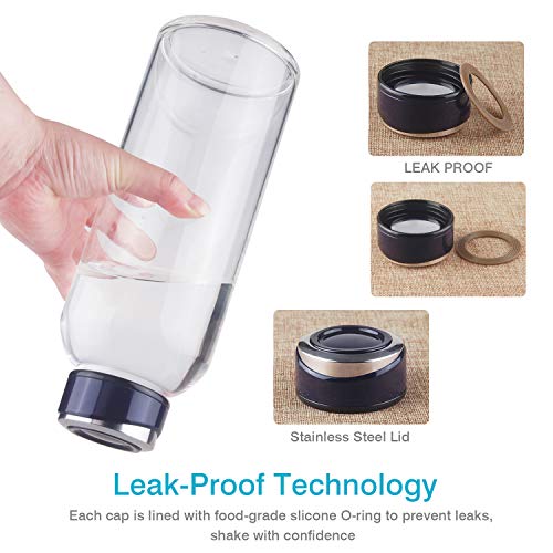 SHBRIFA Botella de Agua de Vidrio de Borosilicato 1000ml / 1500ml, Botella de Agua de Cristal con Funda de Neopreno y Tapa de Acero Inoxidable a Prueba de Fugas(1500ml Azul Real)