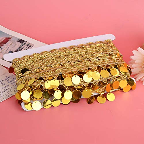 Sheens Cadena de la Borla del Vientre, 10 Yardas Cinturón de Danza del Vientre Largo Moneda Redonda Cuerpo Joyería Cadena Accesorios Ropa Nacional Suministros Cadera Bufanda Decoración(Dorado)