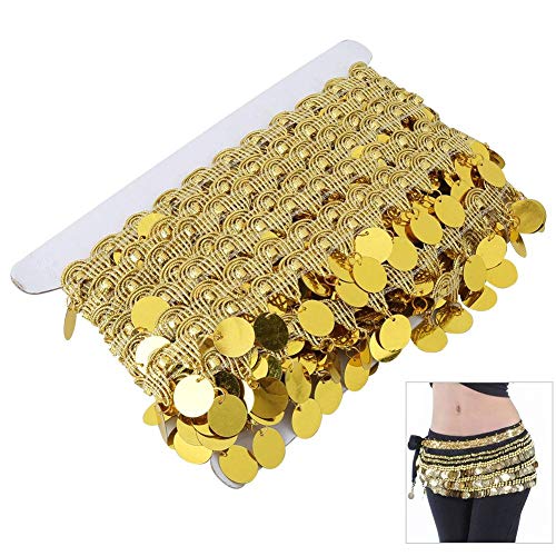 Sheens Cadena de la Borla del Vientre, 10 Yardas Cinturón de Danza del Vientre Largo Moneda Redonda Cuerpo Joyería Cadena Accesorios Ropa Nacional Suministros Cadera Bufanda Decoración(Dorado)