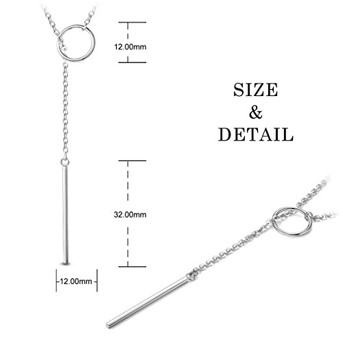 SHEGRACE Cadena Señoras Y con el Anillo Y Bar Colgante en Plata 925, Platino/Oro Rosa/Collar Chapado en Oro, Ajustable, 700 mm