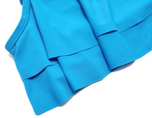 SHEKINI Niña Traje de Baño de Dos Piezas Ruffle Bikini Bañadores Impresos Traje de Baño (10/12 Azul Cielo)