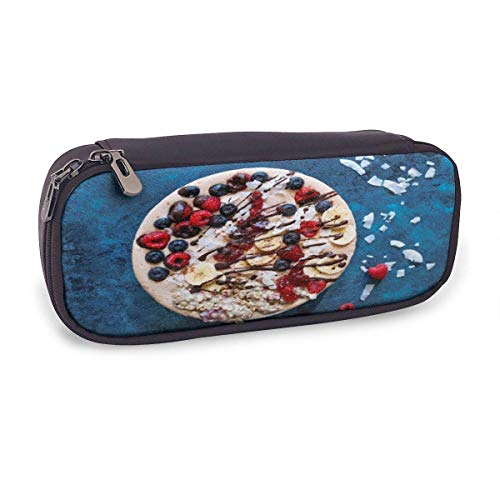shenguang Estuche para lápices de cuero de postre de tarta de fresa con portalápices, papelería de gran capacidad, bolsa de cosméticos, auriculares Bluetooth, útiles escolares, estudiantes m