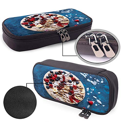 shenguang Estuche para lápices de cuero de postre de tarta de fresa con portalápices, papelería de gran capacidad, bolsa de cosméticos, auriculares Bluetooth, útiles escolares, estudiantes m