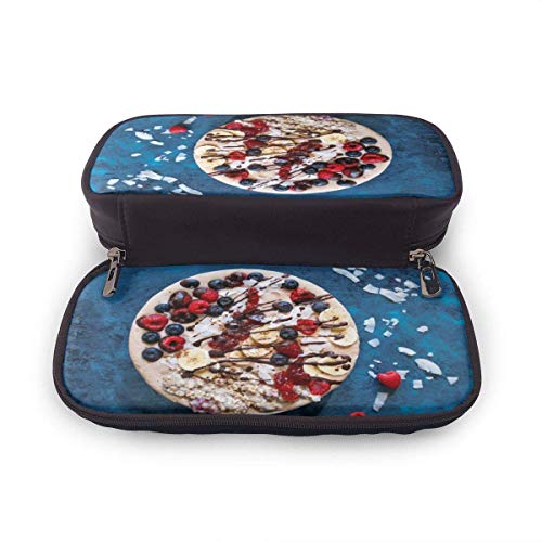shenguang Estuche para lápices de cuero de postre de tarta de fresa con portalápices, papelería de gran capacidad, bolsa de cosméticos, auriculares Bluetooth, útiles escolares, estudiantes m