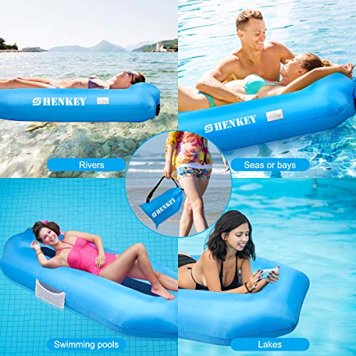 shenkey Tumbona hinchable, Hamaca portátil impermeable antifugas de aire, silla de aire para playa, piscina, viajes, camping, senderismo, fiesta, picnic, patio trasero