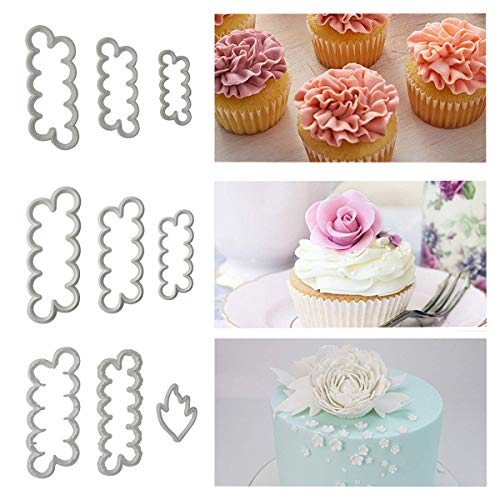 Shenlu 9 Unids Cortadores Sugarcraft 3D Rosas Claveles Peonía Pétalo Cortador de Pastel Flor Fondant Icing Tool Decorating Mould DIY Accesorios Para Hornear Molde