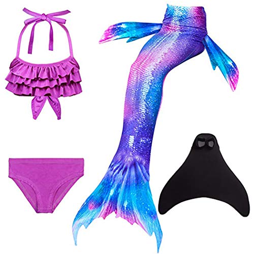 shepretty Niñas Cola de Sirena con Aletas para Nadar/Vacaciones/Fiesta/Fotos,DH54,150