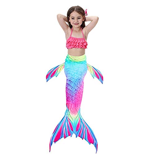 shepretty Traje de Baño de La Cola Sirena de Las Muchachas Bikini Set para Nadar Traje de Sirena,Dh02,110