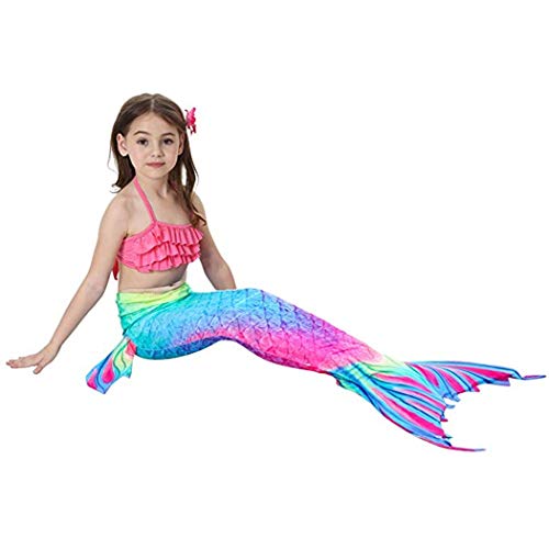 shepretty Traje de Baño de La Cola Sirena de Las Muchachas Bikini Set para Nadar Traje de Sirena,Dh02,110