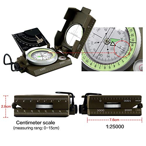 SHEZHP Brújula Profesional del Ejército Militar, Brújula De Geología, Brújula Luminosa con Luz De Luna para Acampar Al Aire Libre, Senderismo