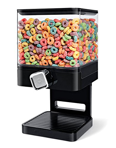 SHINE Dispensador de Cereales Doble/Individual La máquina/depósito de Alimentos Secos Contiene 19 onzas de Alimentos (Dispensador Individual Negro)