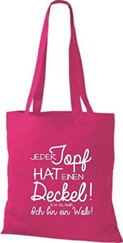 Shirtstown BOLSA DE TELA DE CULTO dicho cada Pote tiene un tapa ! YO CREO QUE Ich Bin Ein Wok ! Muchos Colores - fucsia, 38 cm x 42 cm